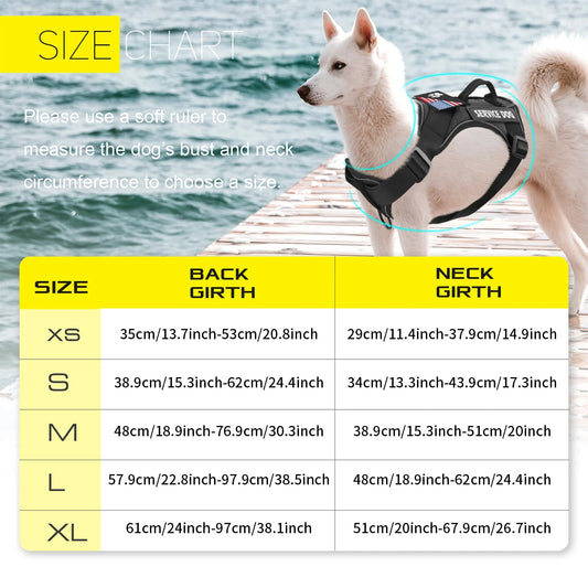 Reflective Service Dog Vest Harness with Patches đļđĻēâ¨