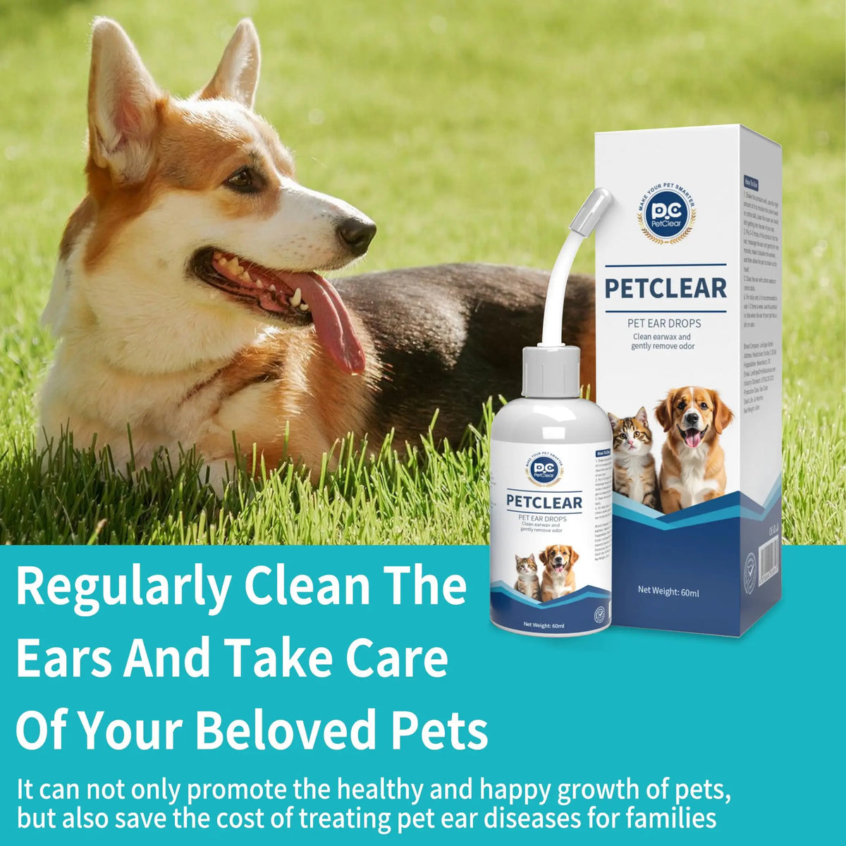 🐾 PetClear Natural Ear Drops for Dogs & Cats 60ml