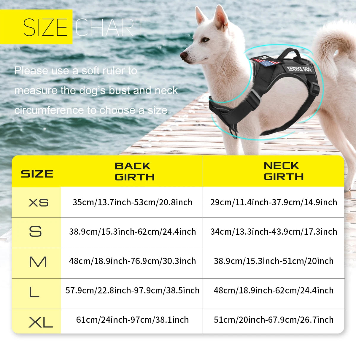 Reflective Service Dog Vest Harness with Patches 🐶🦺✨