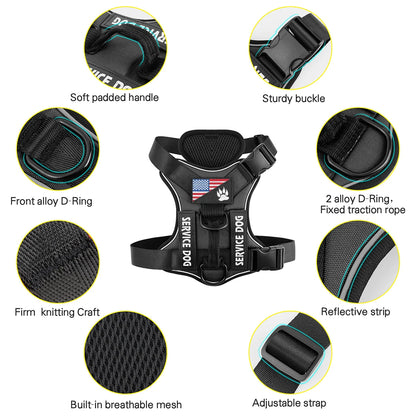 Reflective Service Dog Vest Harness with Patches 🐶🦺✨