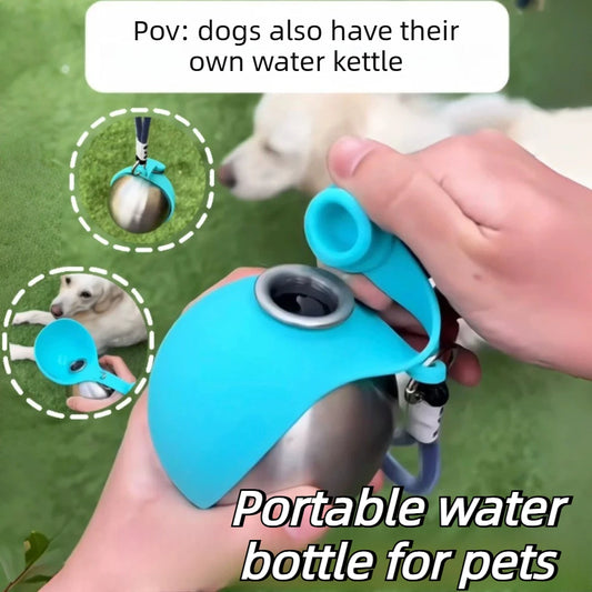 Dog Water Bottle with Removable Silicone Bowl – 285ml 🐶💧🐾✨