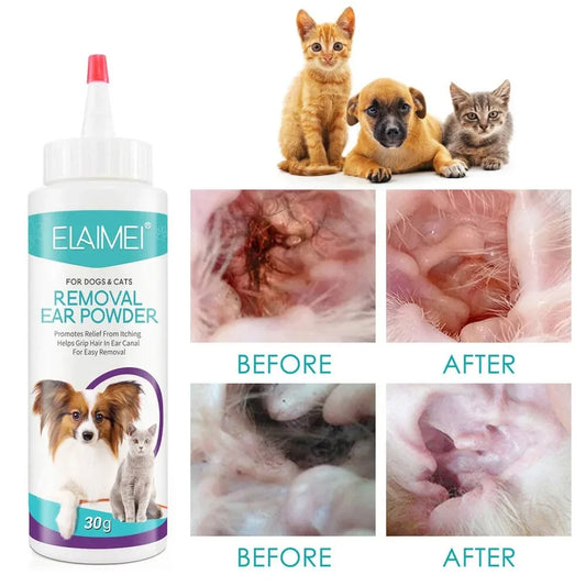🐾 Pet Ear Powder for Dogs & Cats Hair Removal