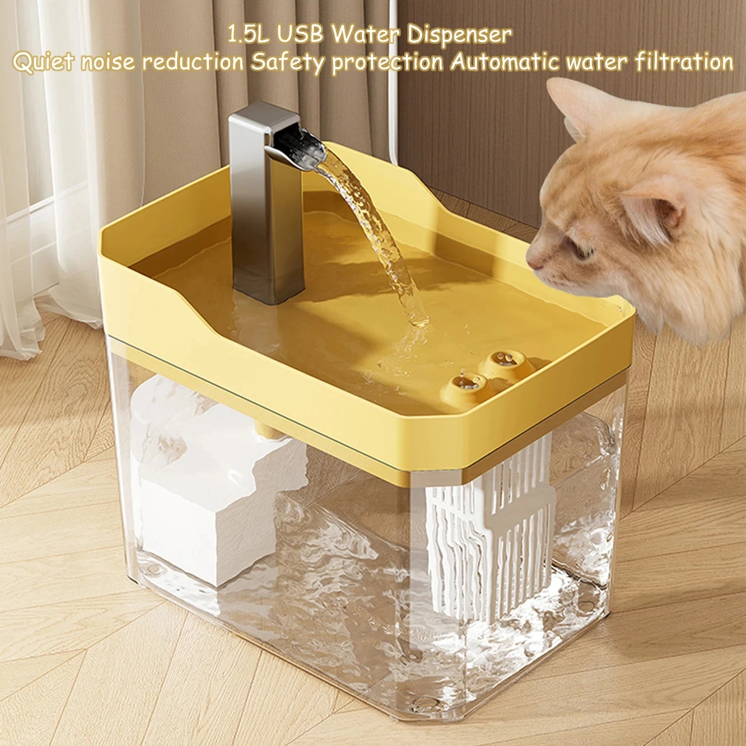 Cat Water Fountain Auto Filter Transparent Cat Drinker USB Anti-Dry Burning Recirculate Filtering Water Dispenser with Pump petbloomstore