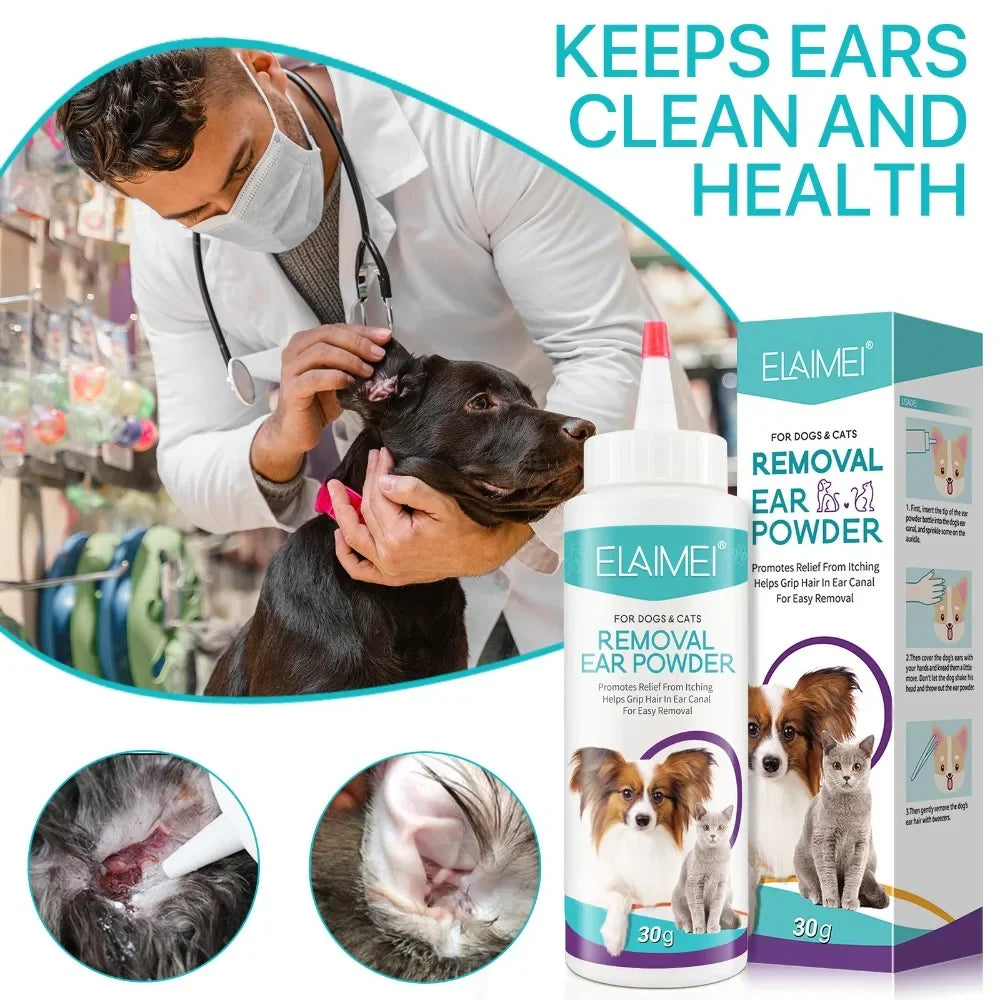🐾 Pet Ear Powder for Dogs & Cats Hair Removal