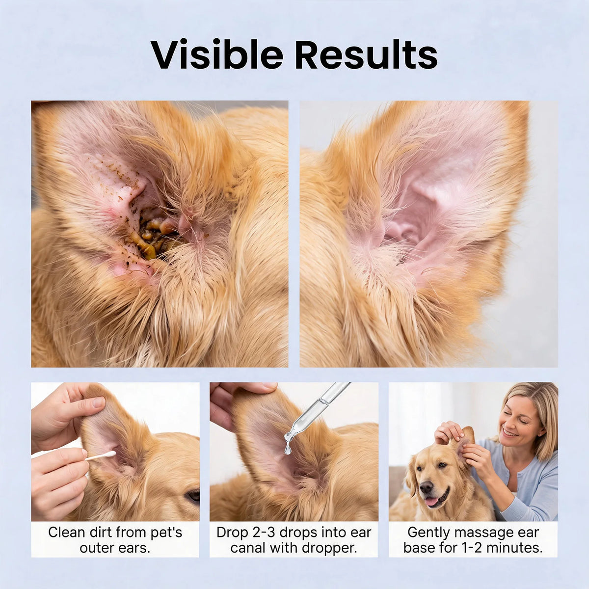 🧴 Pet Ear Cleaning Solution 10 Cotton Swabs