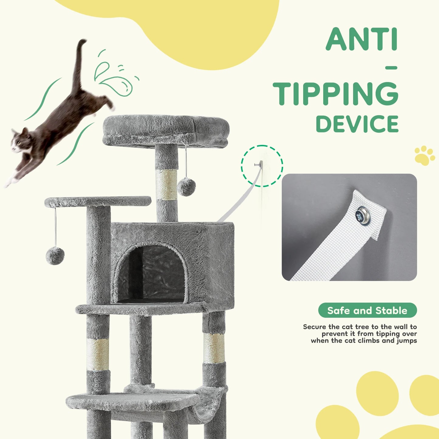 44" Multi-Level Cat Tree & Climbing Tower 🐱🌳✨