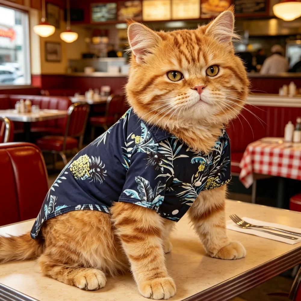 Hawaiian Pineapple Pet T-Shirt for Dogs & Cats 🍍🐶🐱☀️