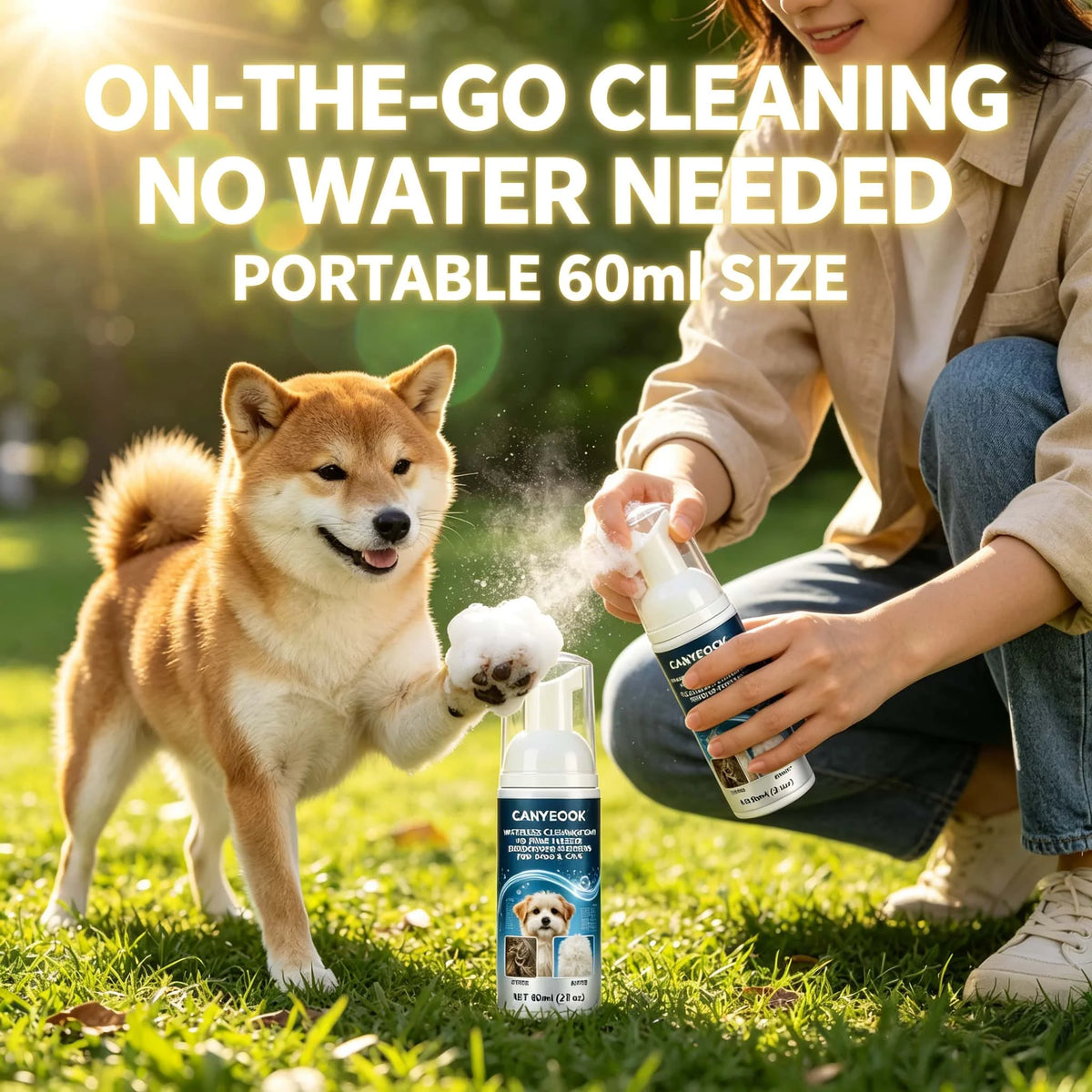 🌿 Waterless Pet Dry Shampoo Foam 60ml – No Rinse