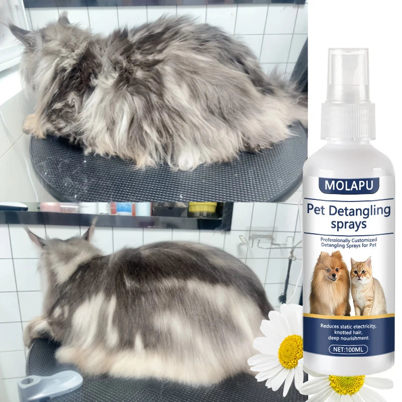 ✨ Pet Hair Tangle Prevention Spray for Cats & Dogs