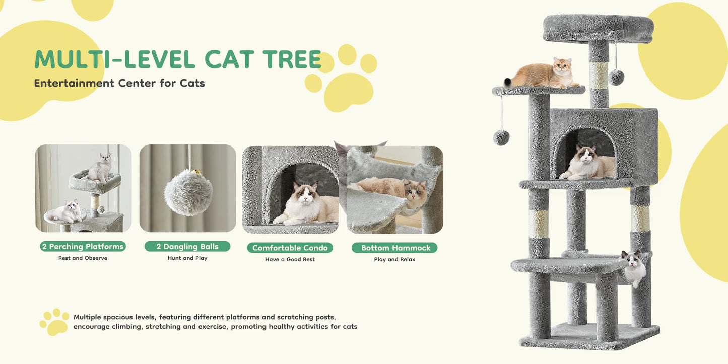 44" Multi-Level Cat Tree & Climbing Tower 🐱🌳✨