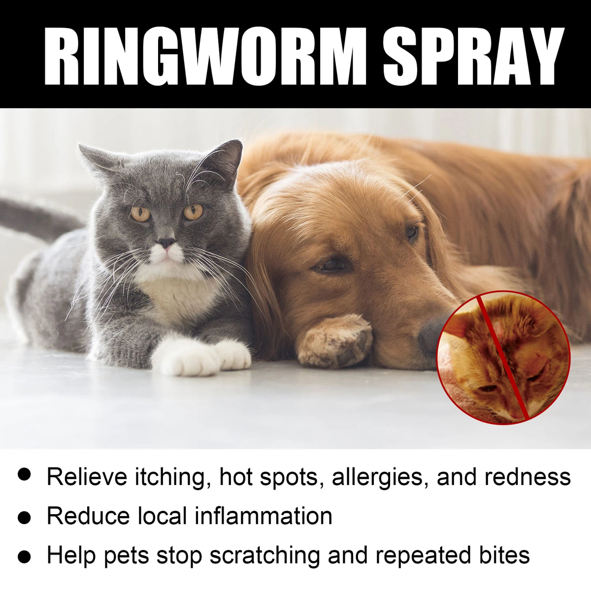 🐱 Cat Ringworm Spray Anti Itch Mite Removal
