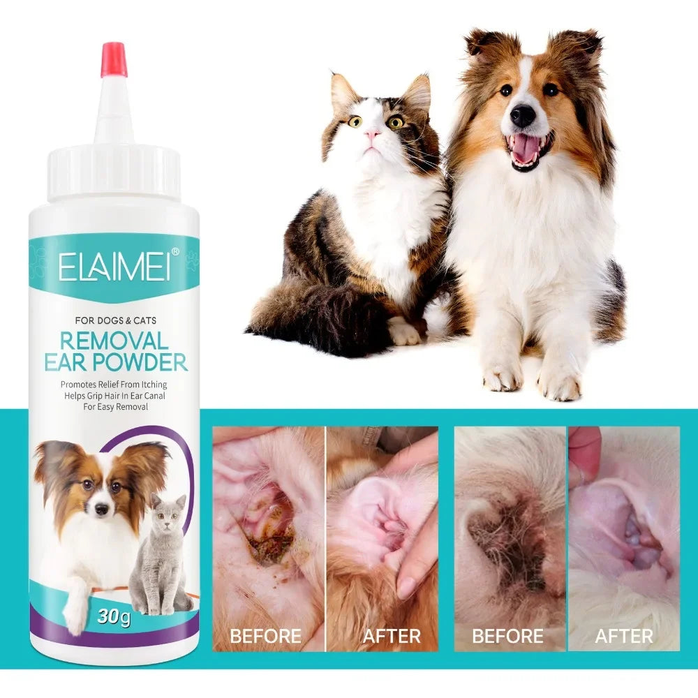 🐾 Pet Ear Powder for Dogs & Cats Hair Removal