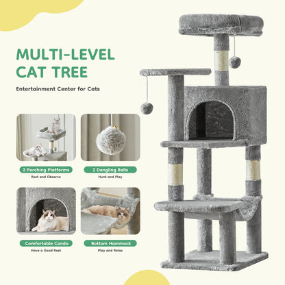 44" Tall Multi-Cat Tree & Climbing Tower 🐱🌳✨