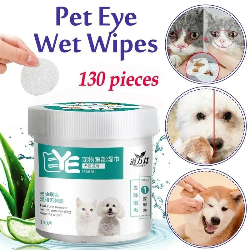 130PCS Pet Eye Cleaning Wipes & Tear Stain Remover 🐶🐱✨