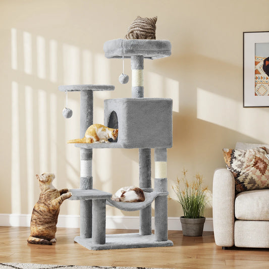 44" Tall Multi-Cat Tree & Climbing Tower 🐱🌳✨
