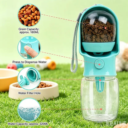 Portable Dog Cat Water Bottle with Storage Food and Water Container for Puppy Pets Dogs Feeder Bowl Outdoor Travel Pet Supplies petbloomstore